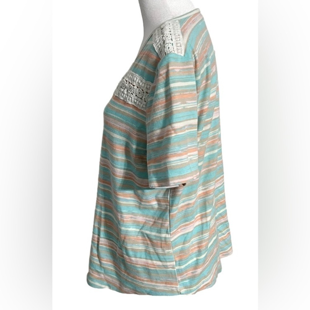 BLAIR Striped Lace Collar Top Women’s (Sz L) - Picture 5 of 10